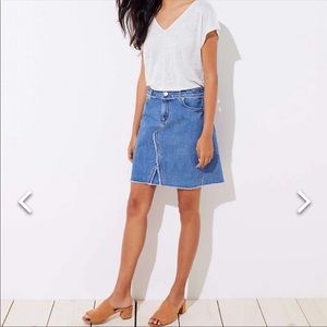 Loft Frayed Jean Skirt